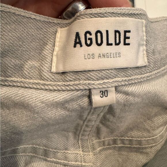 AGOLDE Pieced '90s High-Rise Leather & Denim Straight-Leg Jeans 30 - Picture 6 of 6